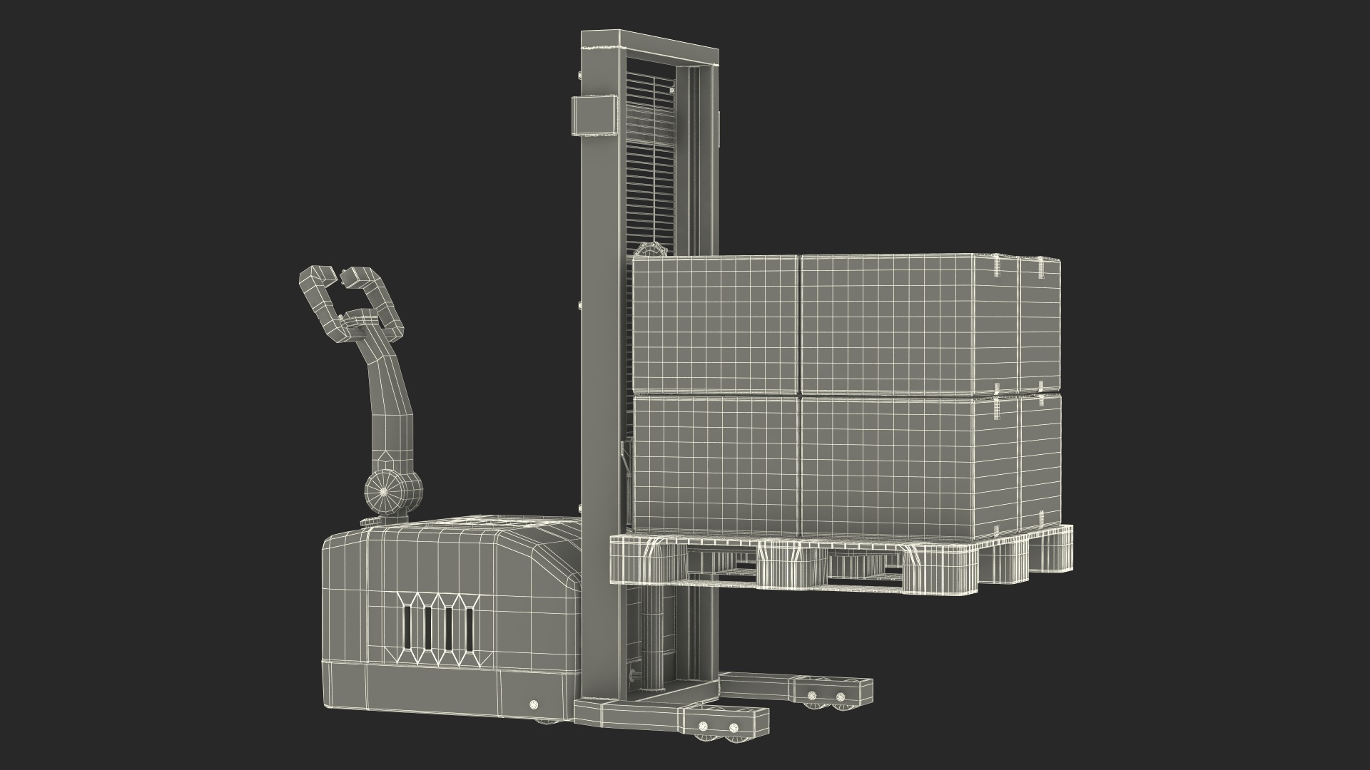 Powered Stacker Everest Red with Stack of Boxes 3D