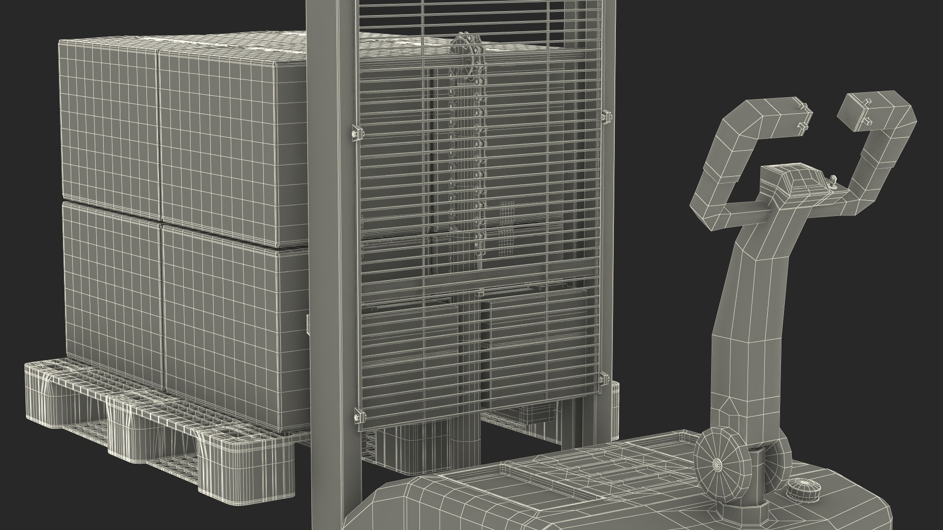 Powered Stacker Everest Red with Stack of Boxes 3D