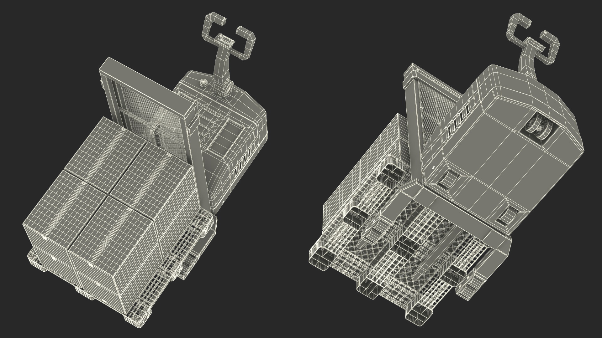 Powered Stacker Everest Red with Stack of Boxes 3D