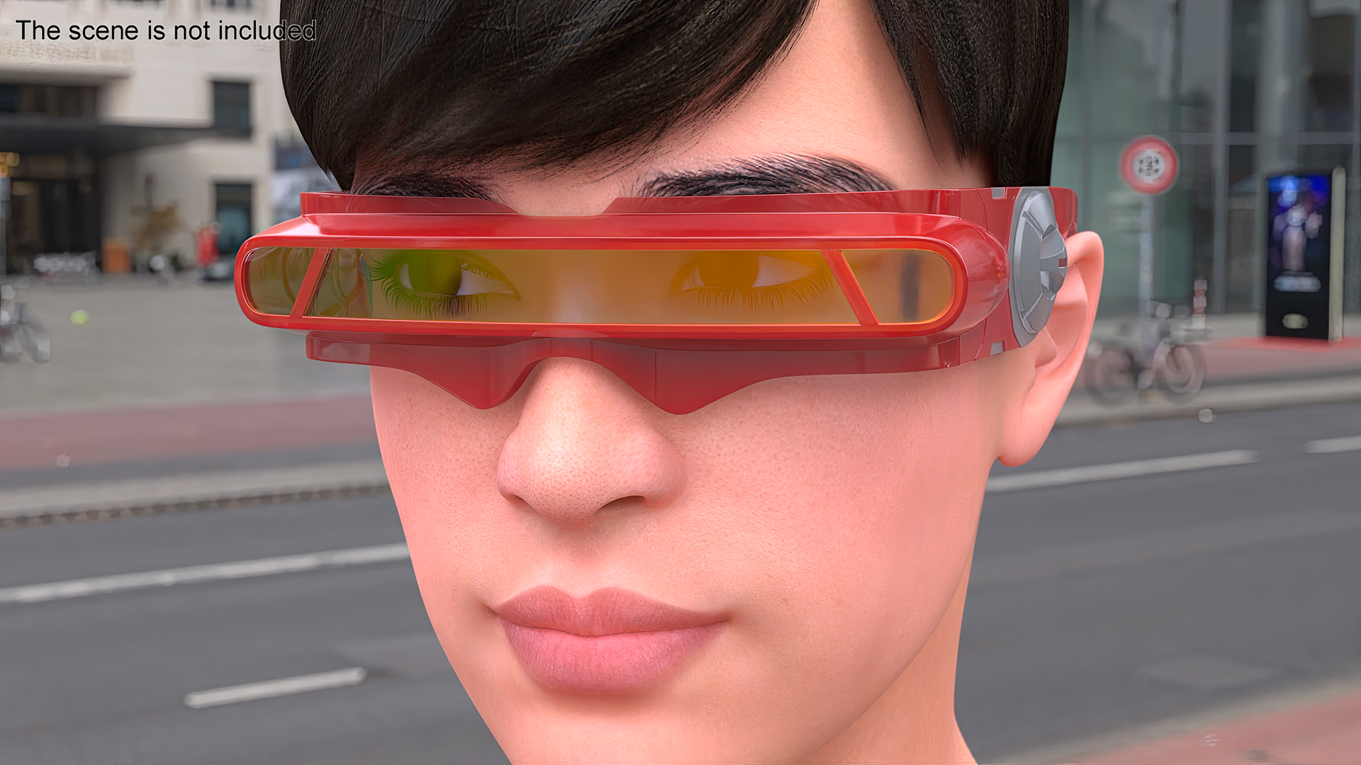 3D model Futuristic Mono Lens Sunglasses Red