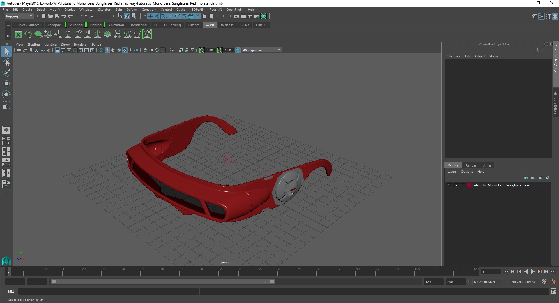 3D model Futuristic Mono Lens Sunglasses Red
