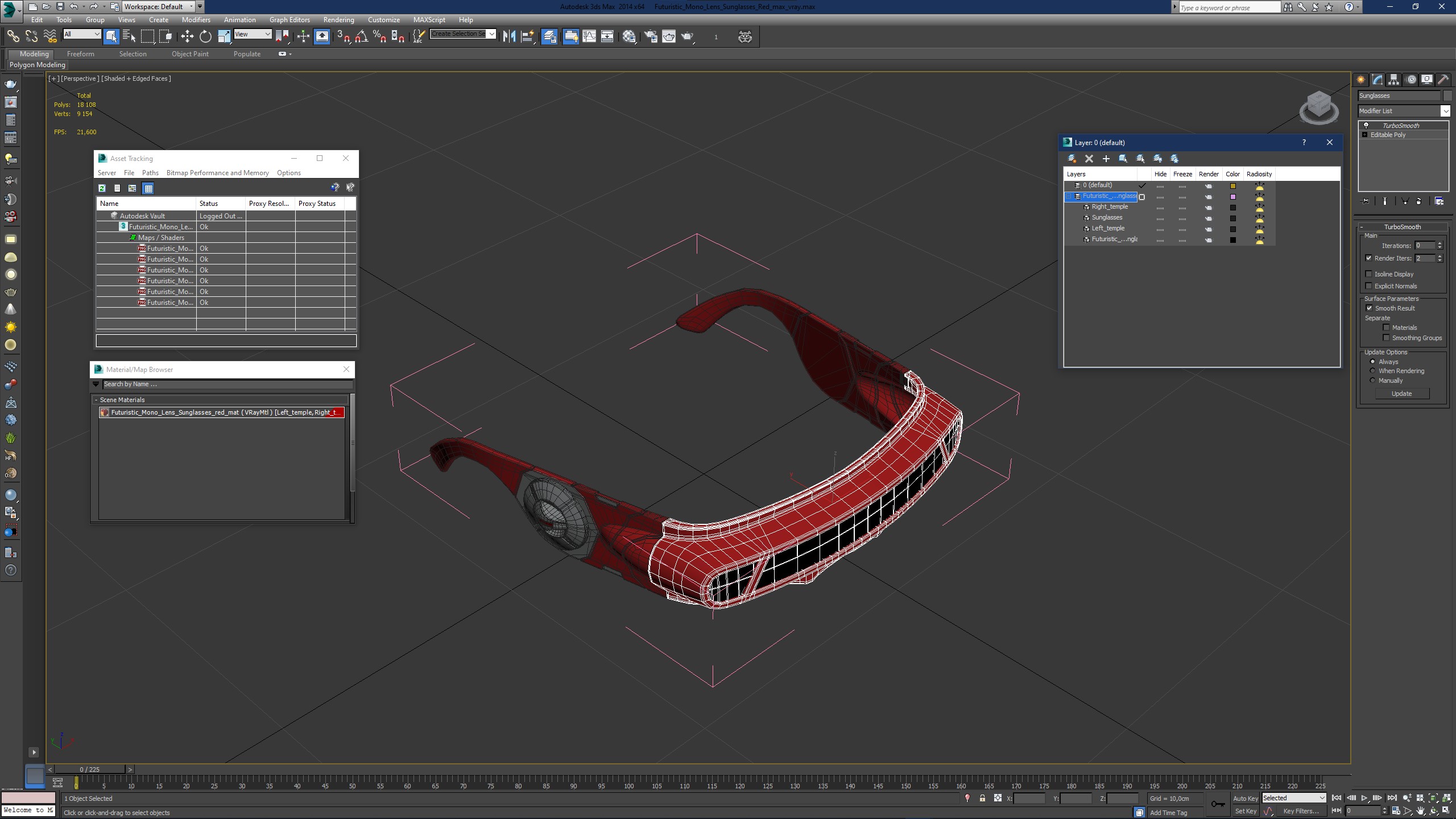 3D model Futuristic Mono Lens Sunglasses Red