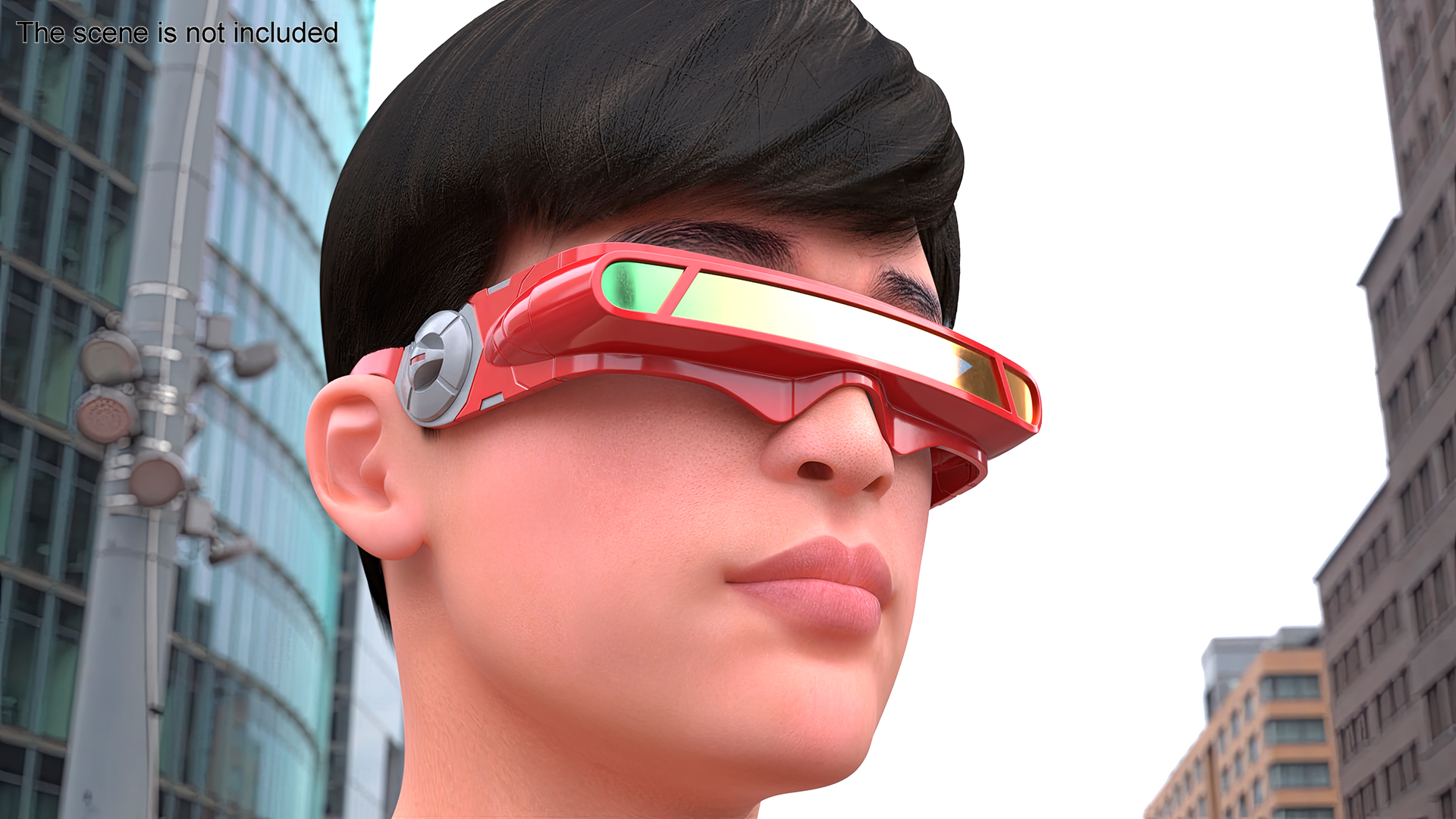 3D model Futuristic Mono Lens Sunglasses Red