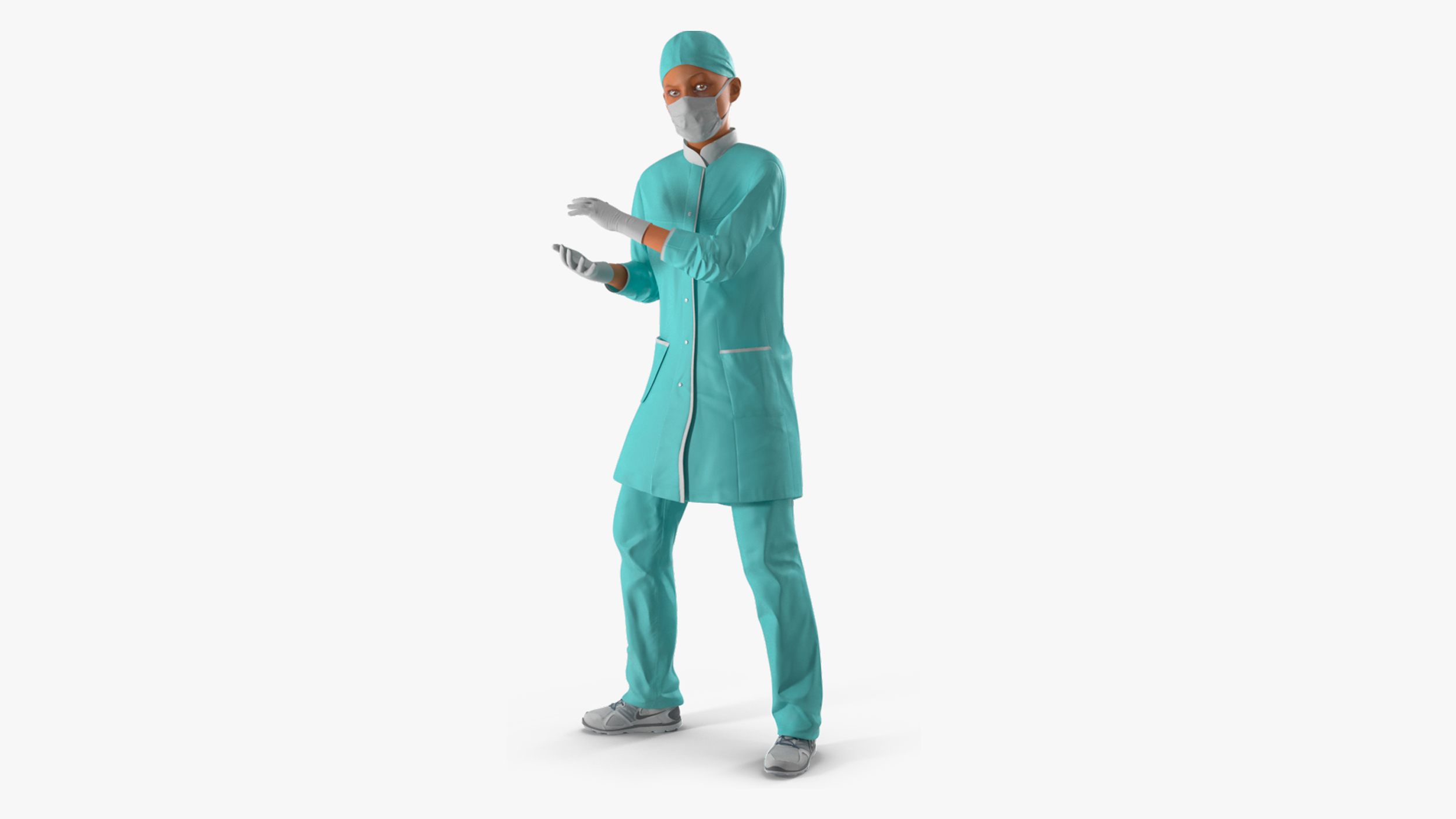 3D Female Doctor Wearing Surgical Mask Rigged for Maya