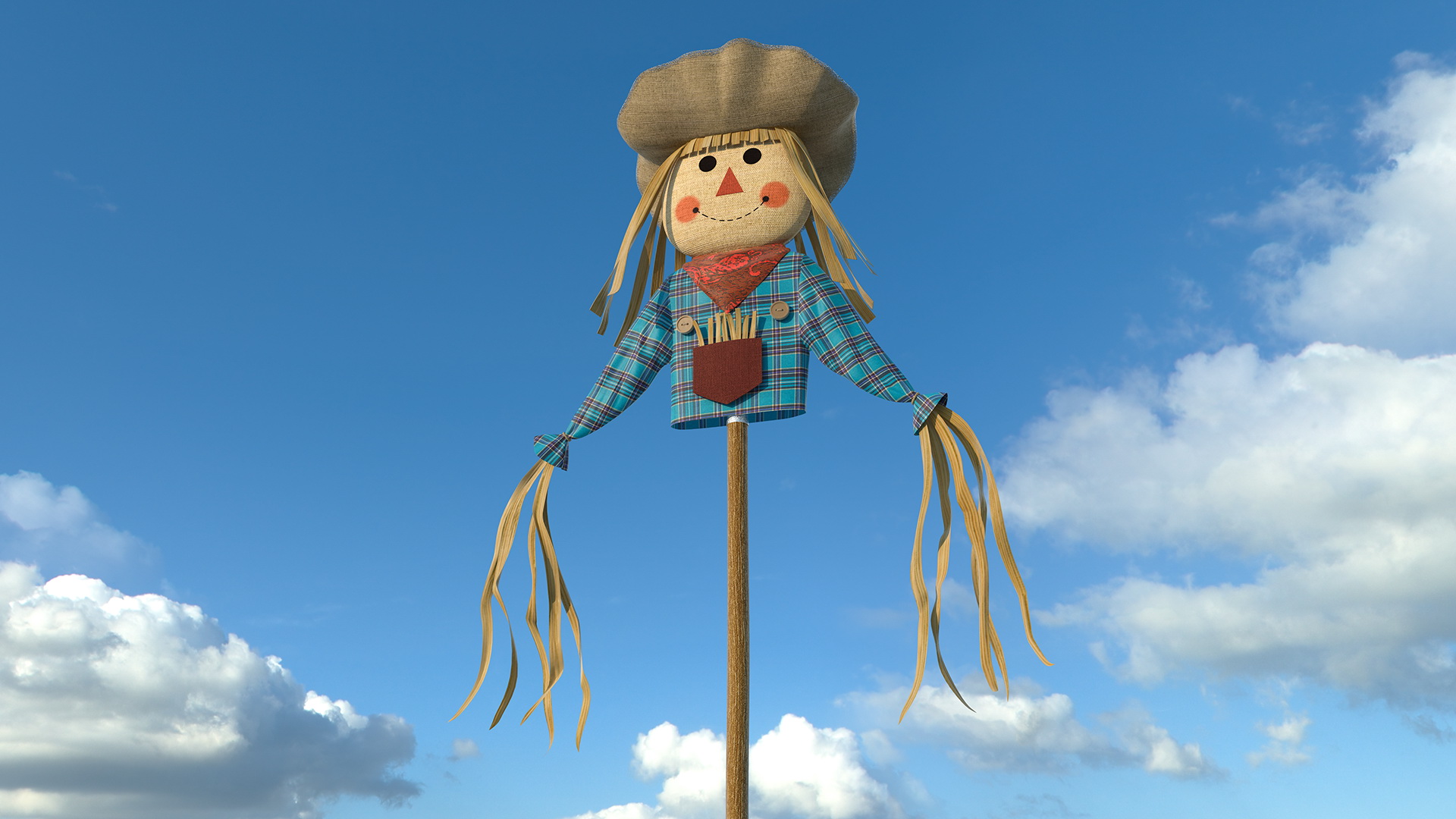 Halloween Harvest Scarecrow Decoration Scarecrow Stick 3D model