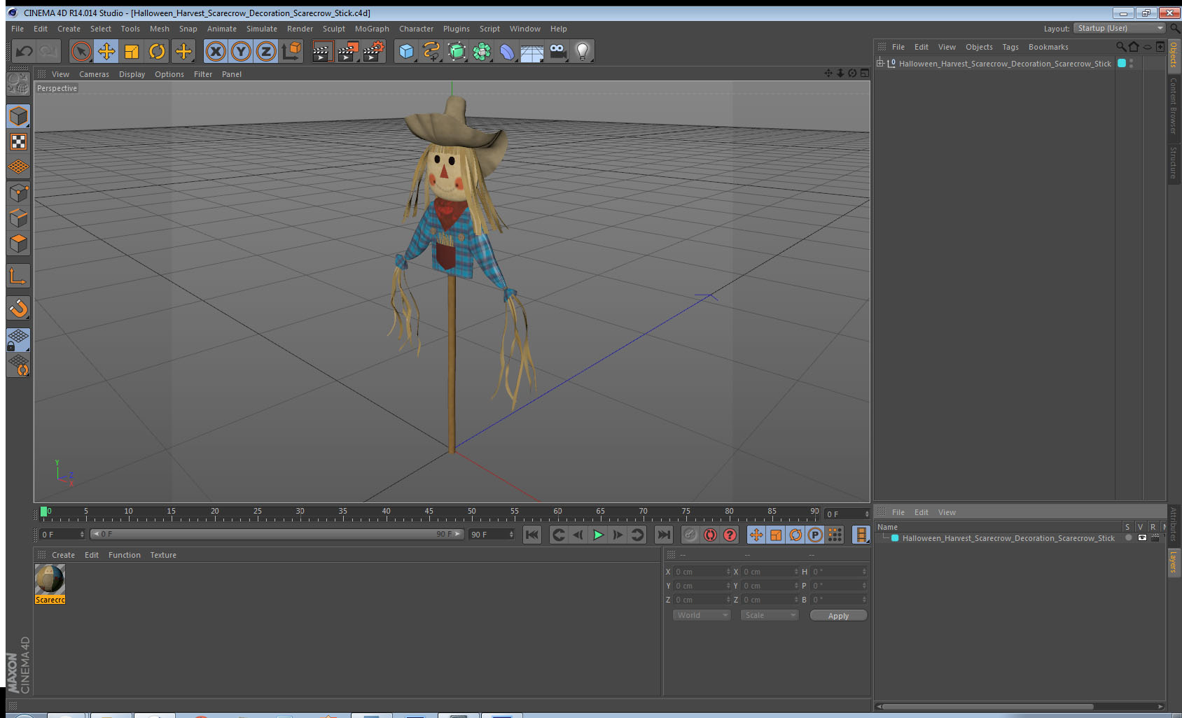 Halloween Harvest Scarecrow Decoration Scarecrow Stick 3D model
