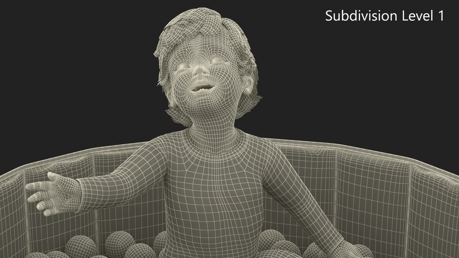 3D Baby Boy in a Folding Dry Pool with Balls