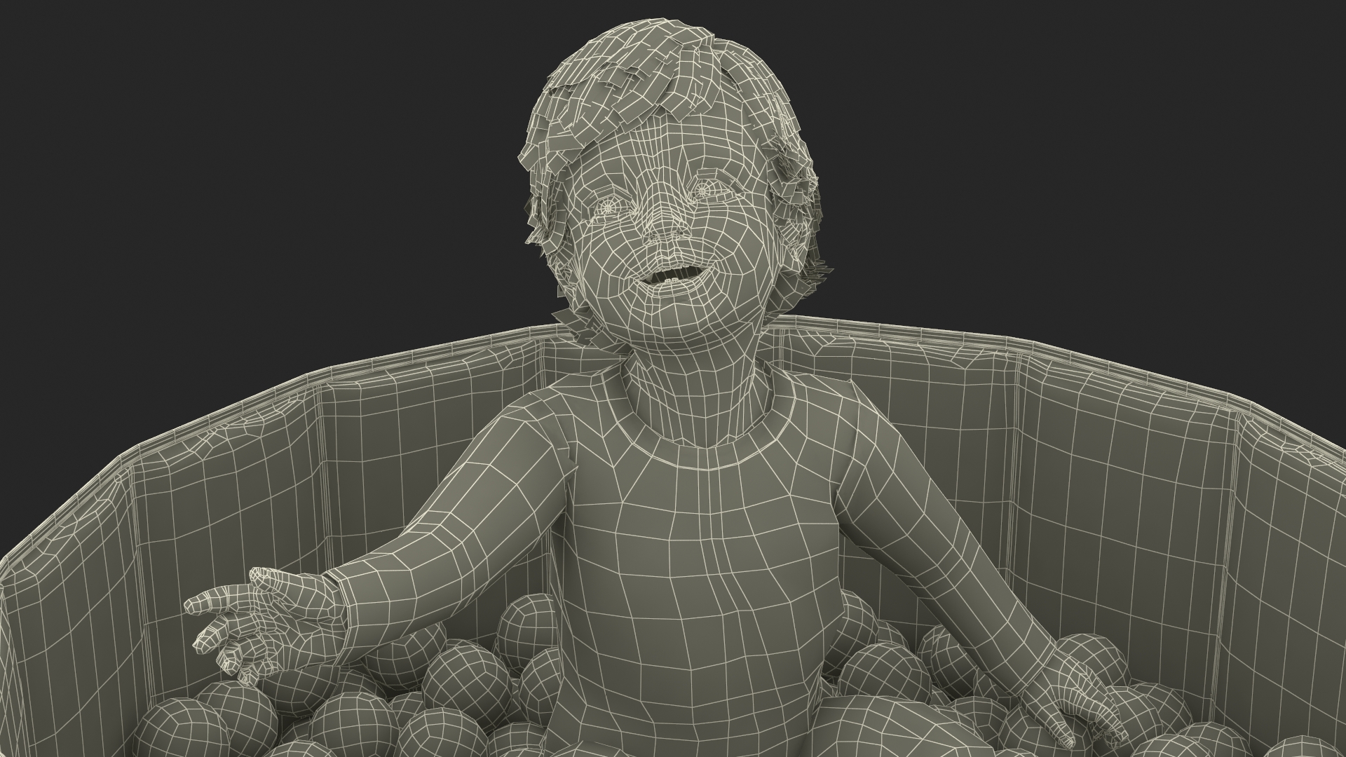 3D Baby Boy in a Folding Dry Pool with Balls
