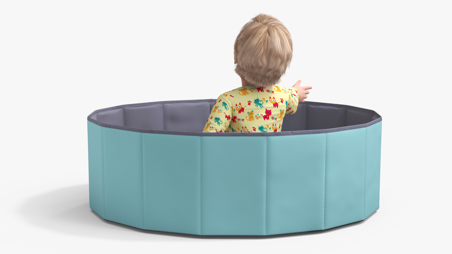 3D Baby Boy in a Folding Dry Pool with Balls