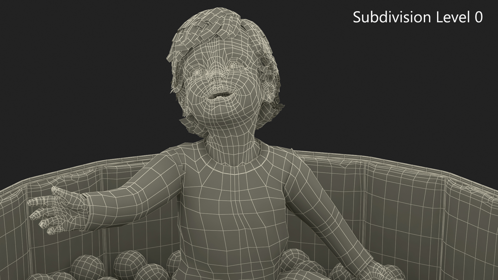 3D Baby Boy in a Folding Dry Pool with Balls
