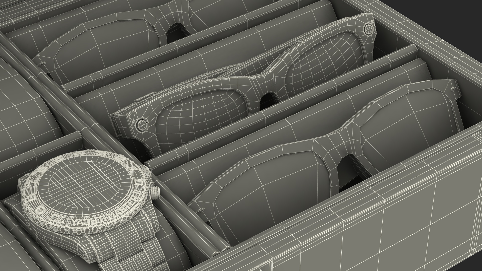Organizer with Watches and Glasses 3D model
