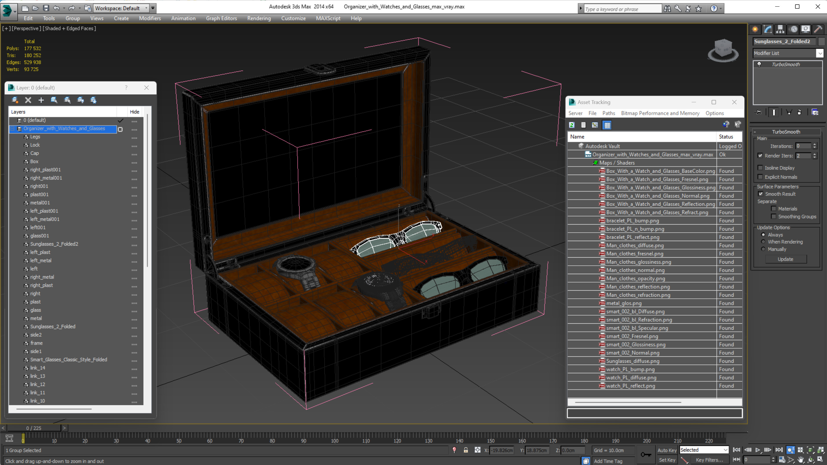 Organizer with Watches and Glasses 3D model
