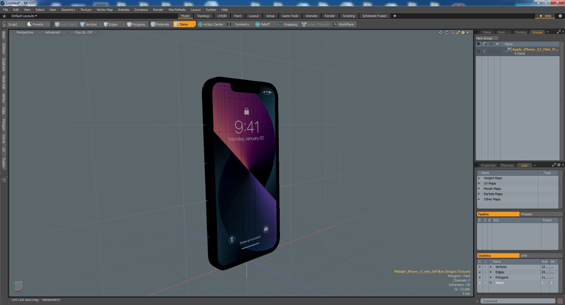 Apple iPhone 13 Mini Midnight 3D model