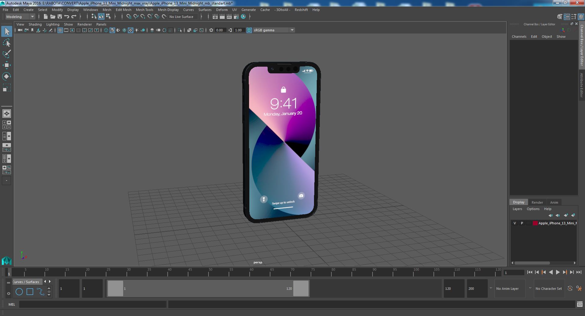 Apple iPhone 13 Mini Midnight 3D model