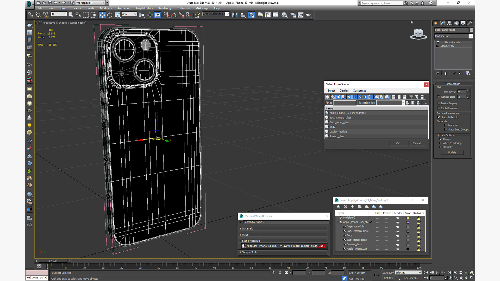 Apple iPhone 13 Mini Midnight 3D model