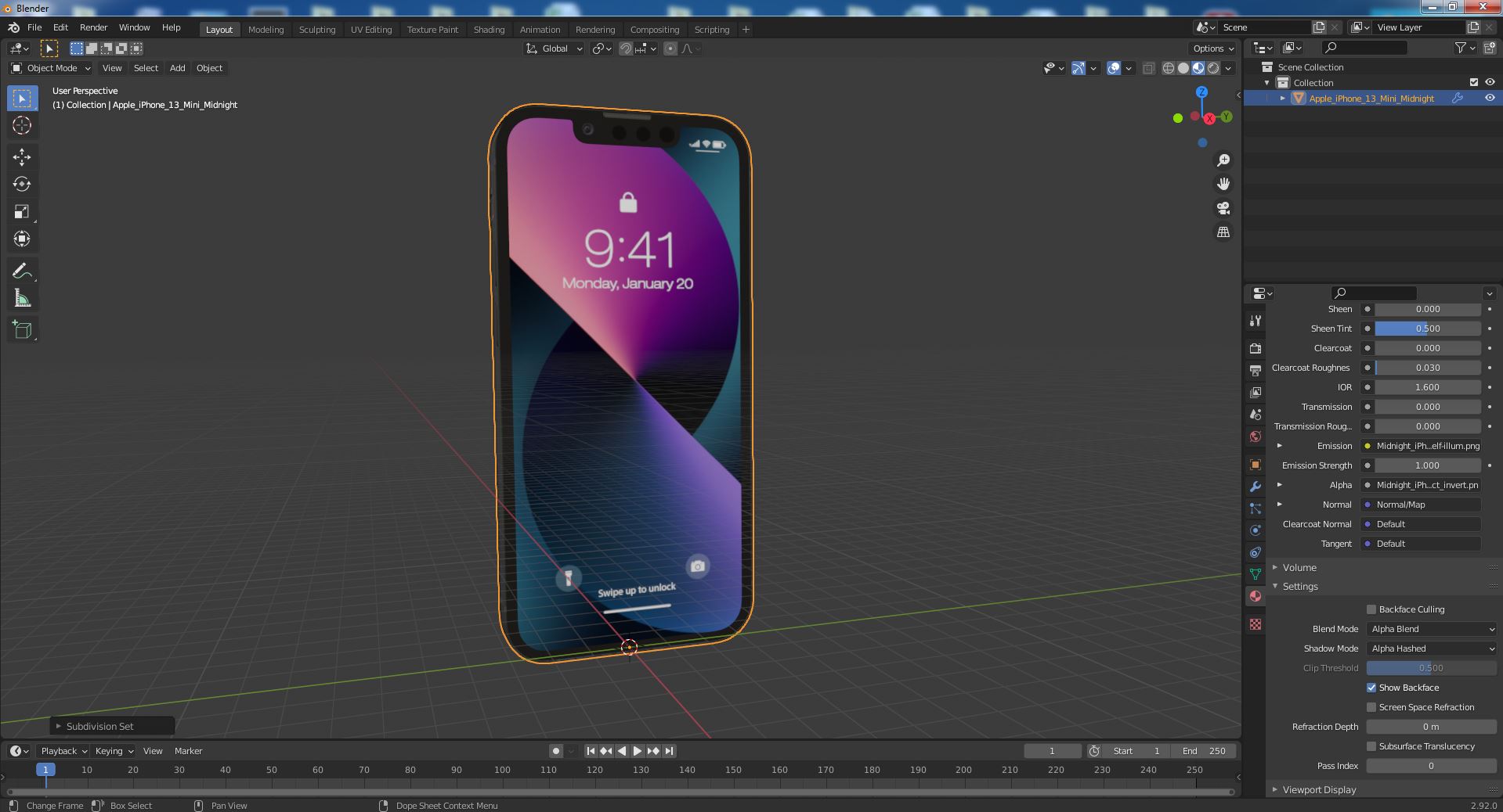 Apple iPhone 13 Mini Midnight 3D model