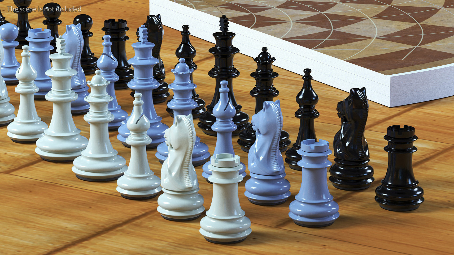 Three Player Chess Set Folded 3D model