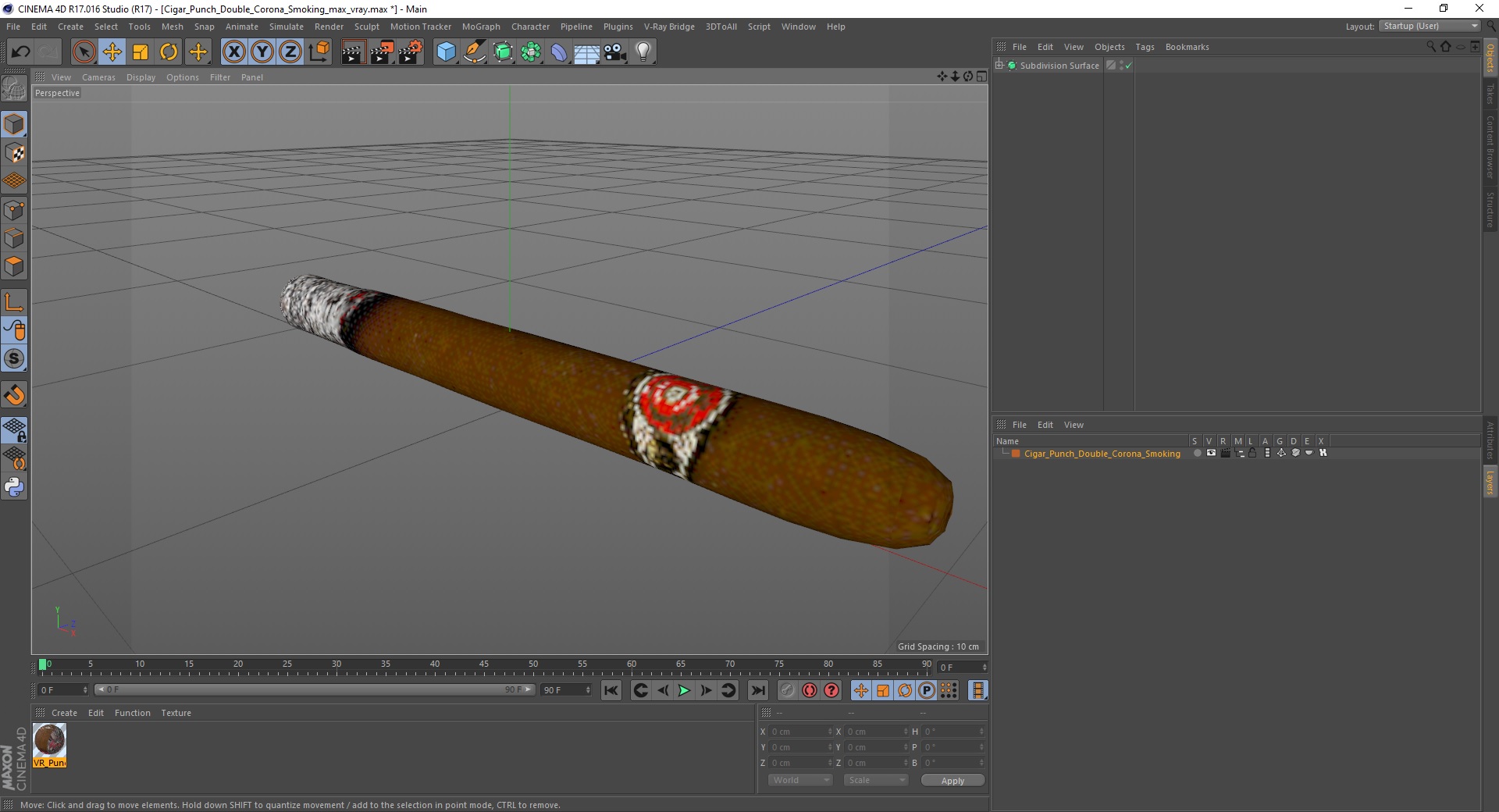 3D Cigar Punch Double Corona Smoking model