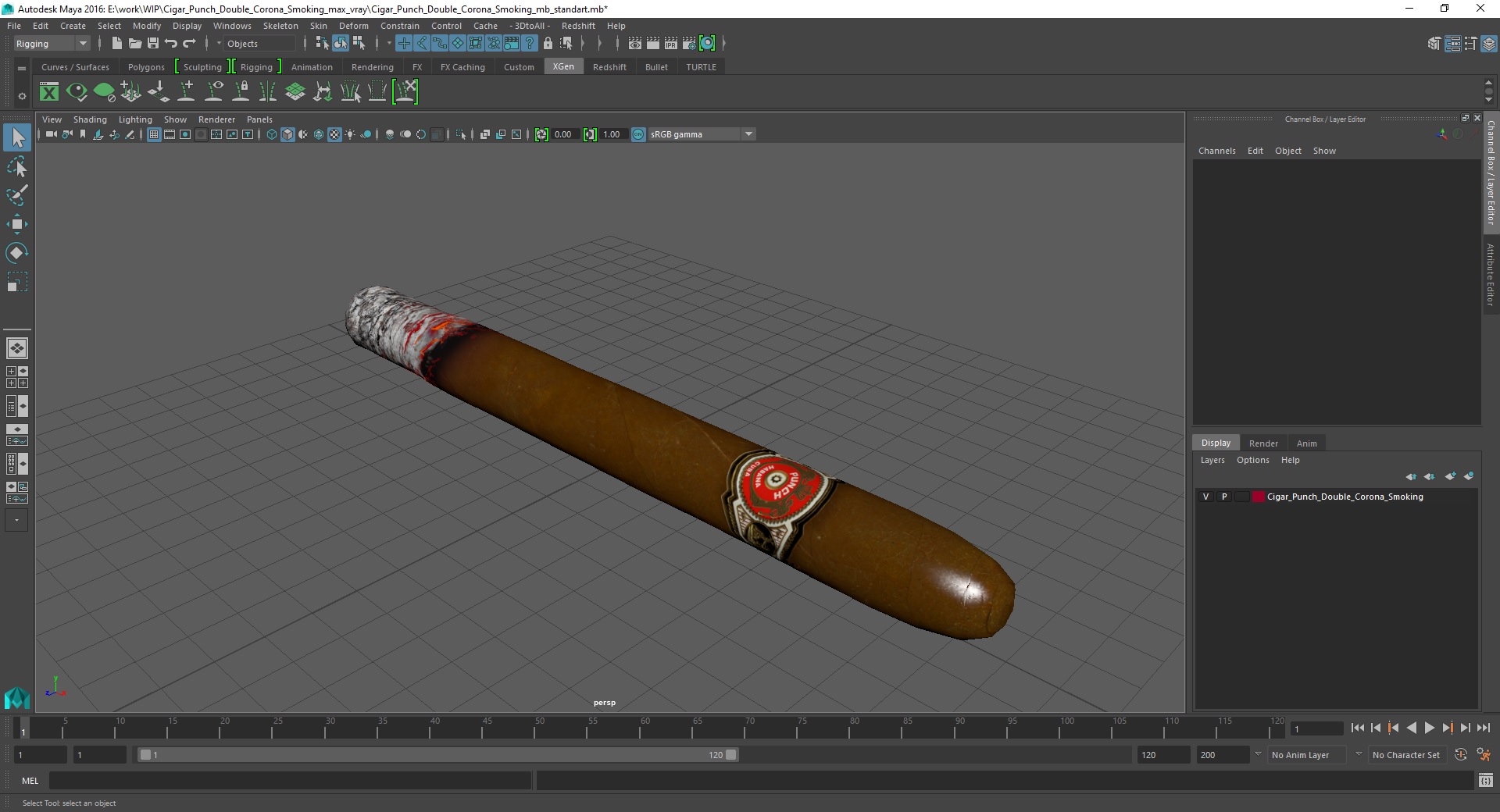 3D Cigar Punch Double Corona Smoking model