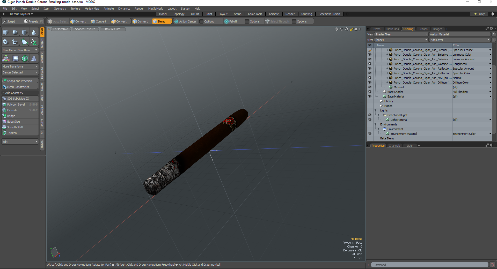 3D Cigar Punch Double Corona Smoking model