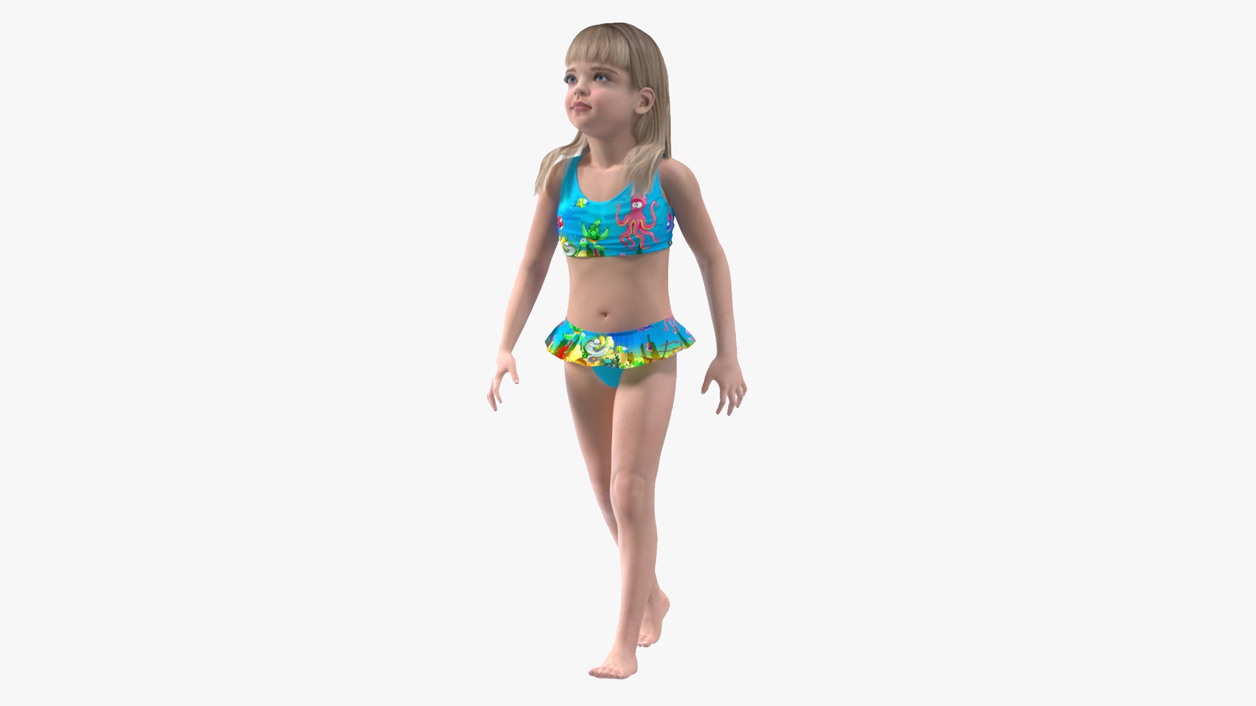 3D Child Girl Beach Style Rigged for Maya model