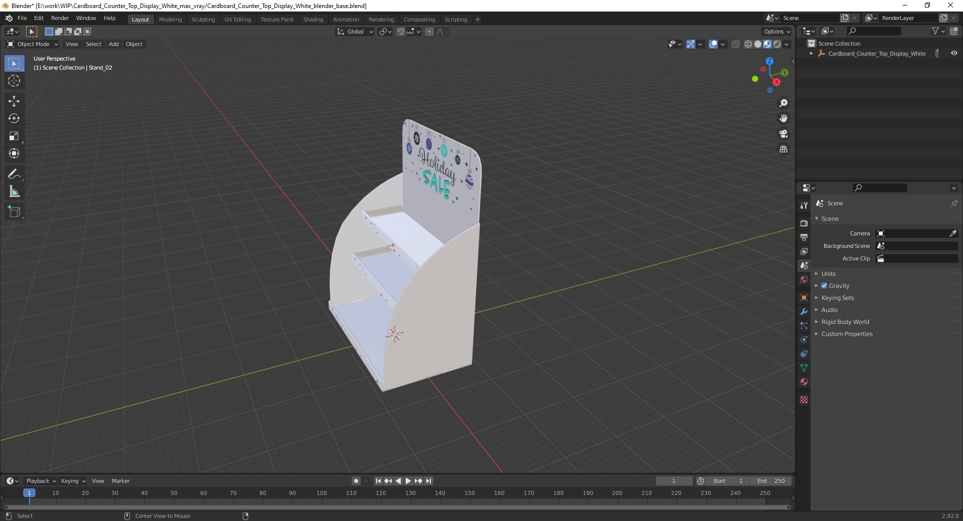 3D model Cardboard Counter Top Display White