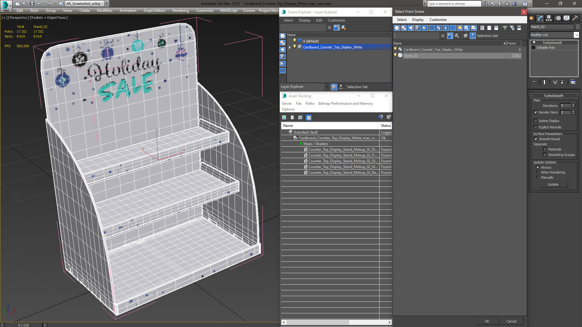 3D model Cardboard Counter Top Display White