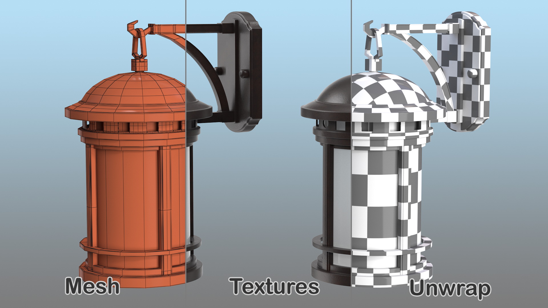 3D Vintage Decorative Street Wall Lantern model