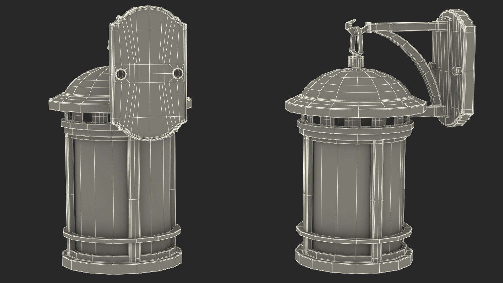 3D Vintage Decorative Street Wall Lantern model