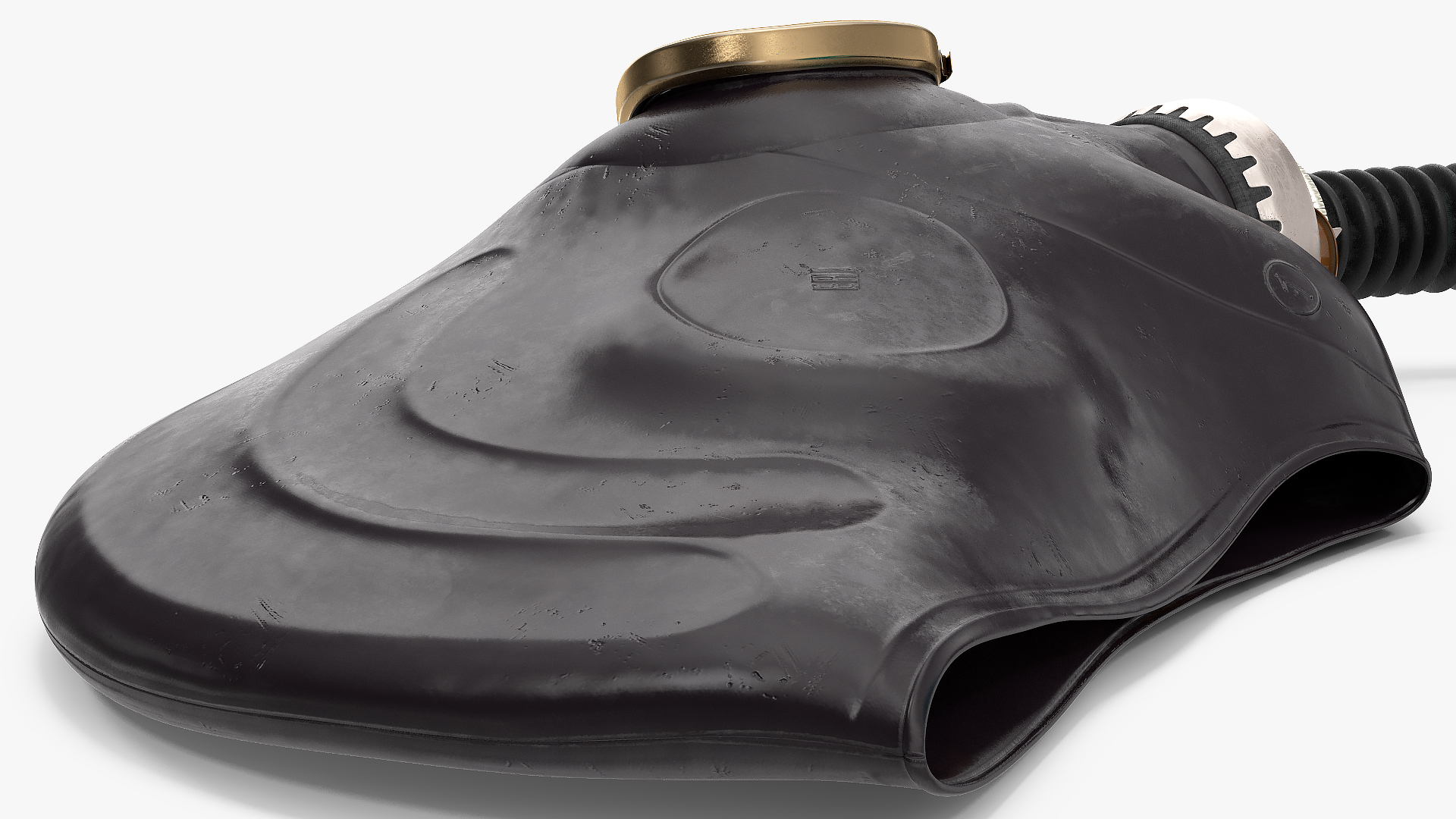 3D Black Rubber Gas Mask with Hose Rigged model