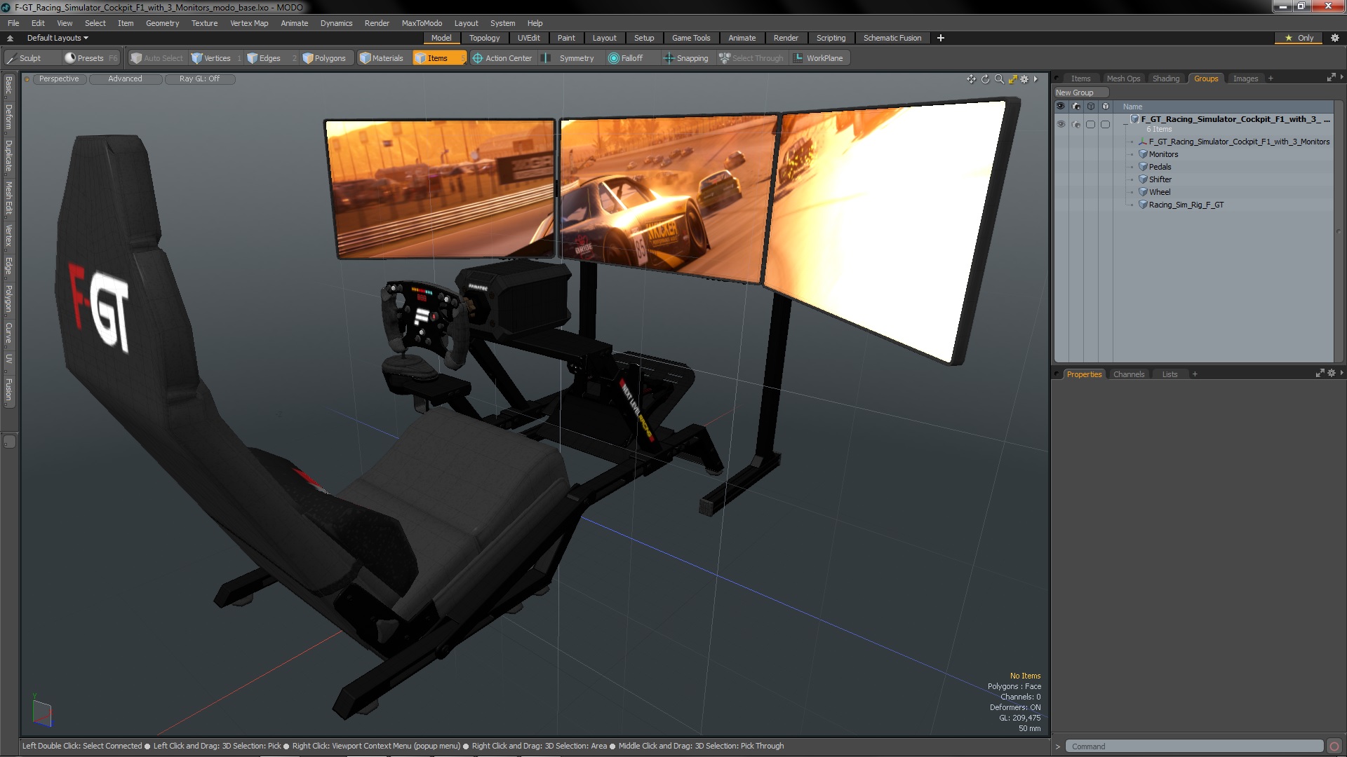 3D F-GT Racing Simulator Cockpit F1 with 3 Monitors model