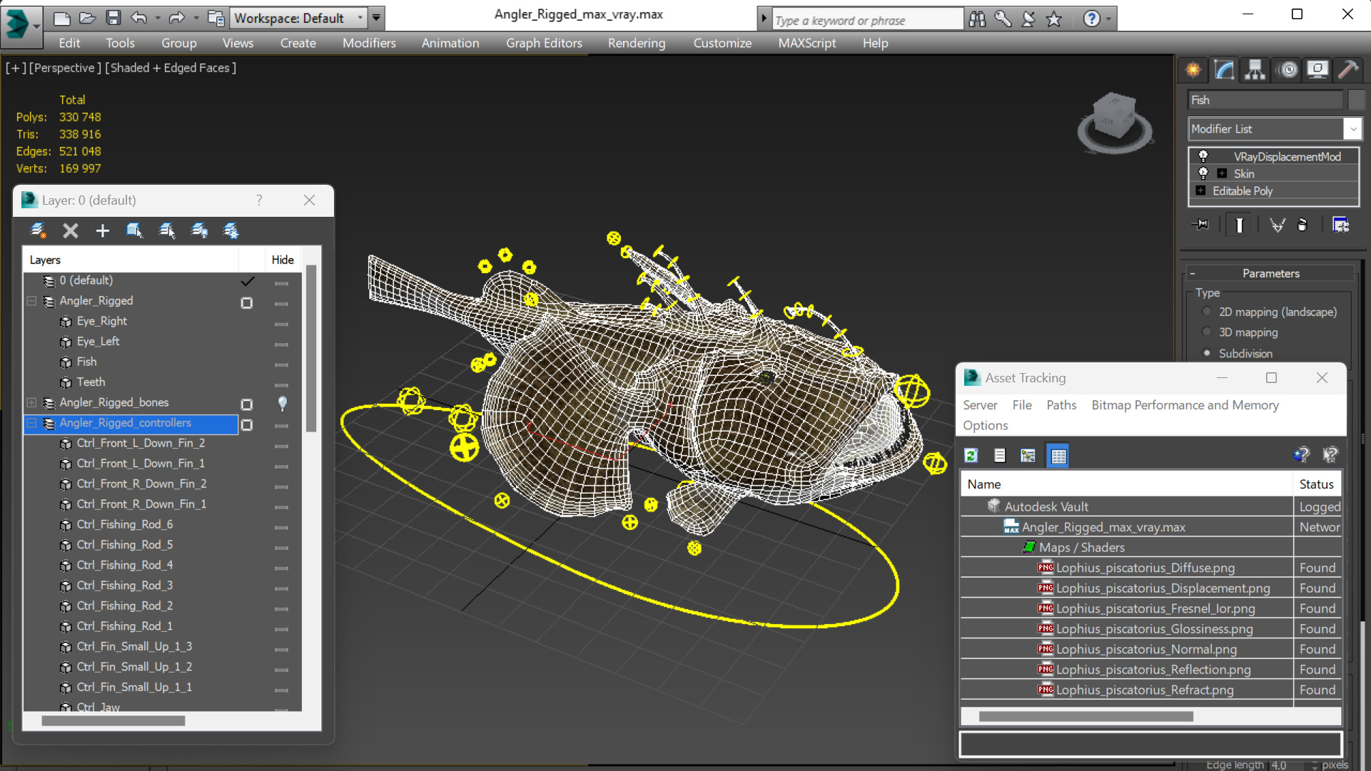3D Angler Rigged model
