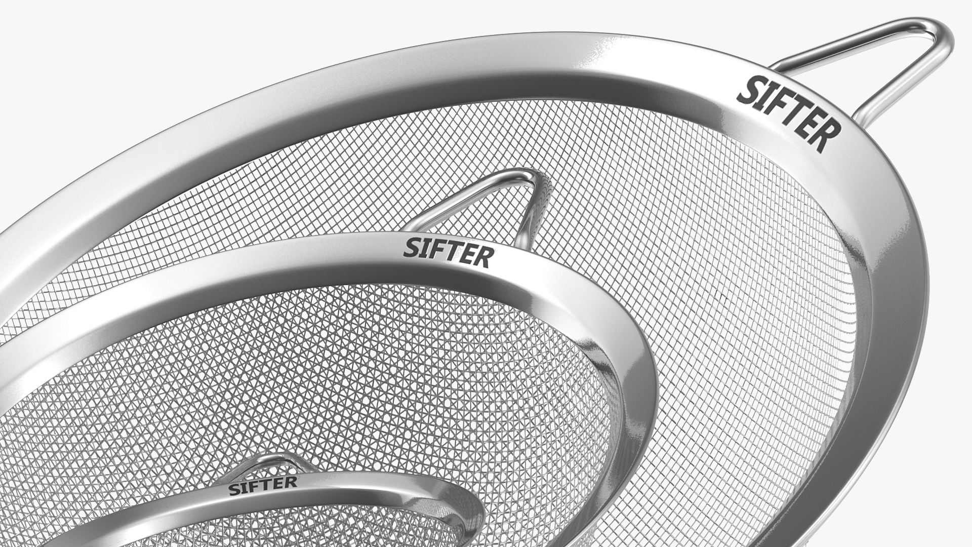 Stainless Steel Kitchen Strainers Set 3D