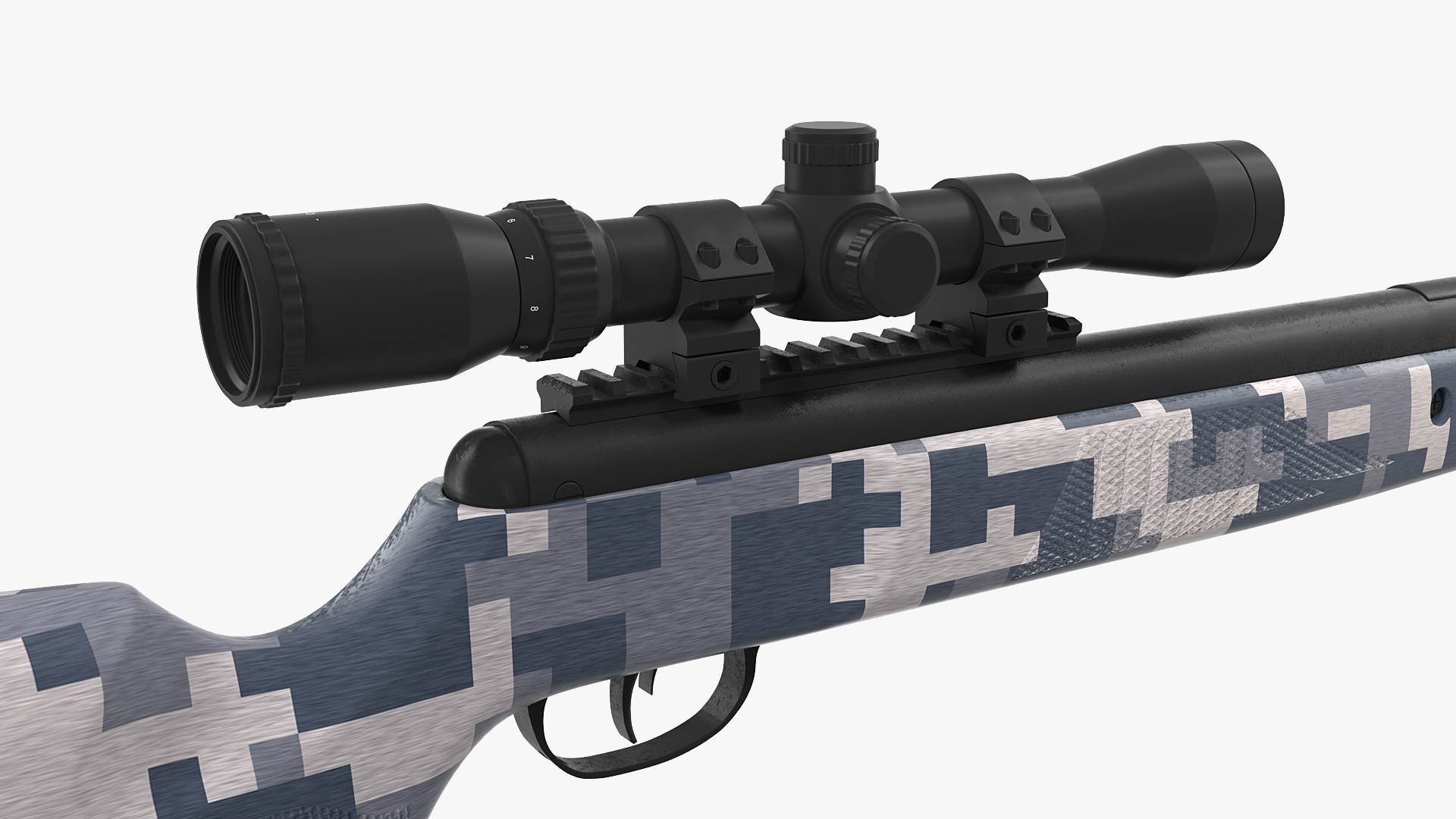 Camouflage Break Barrel Air Rifle with Scope 3D model
