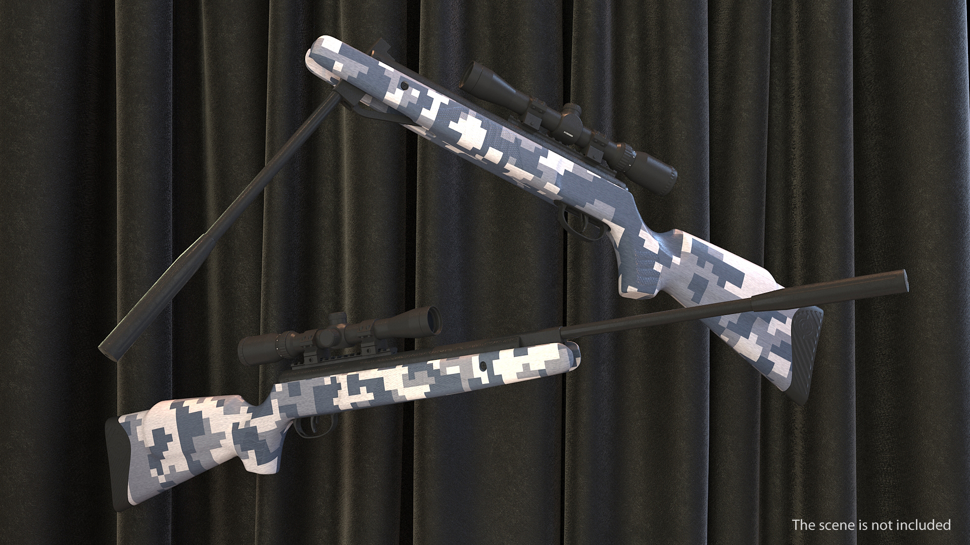 Camouflage Break Barrel Air Rifle with Scope 3D model
