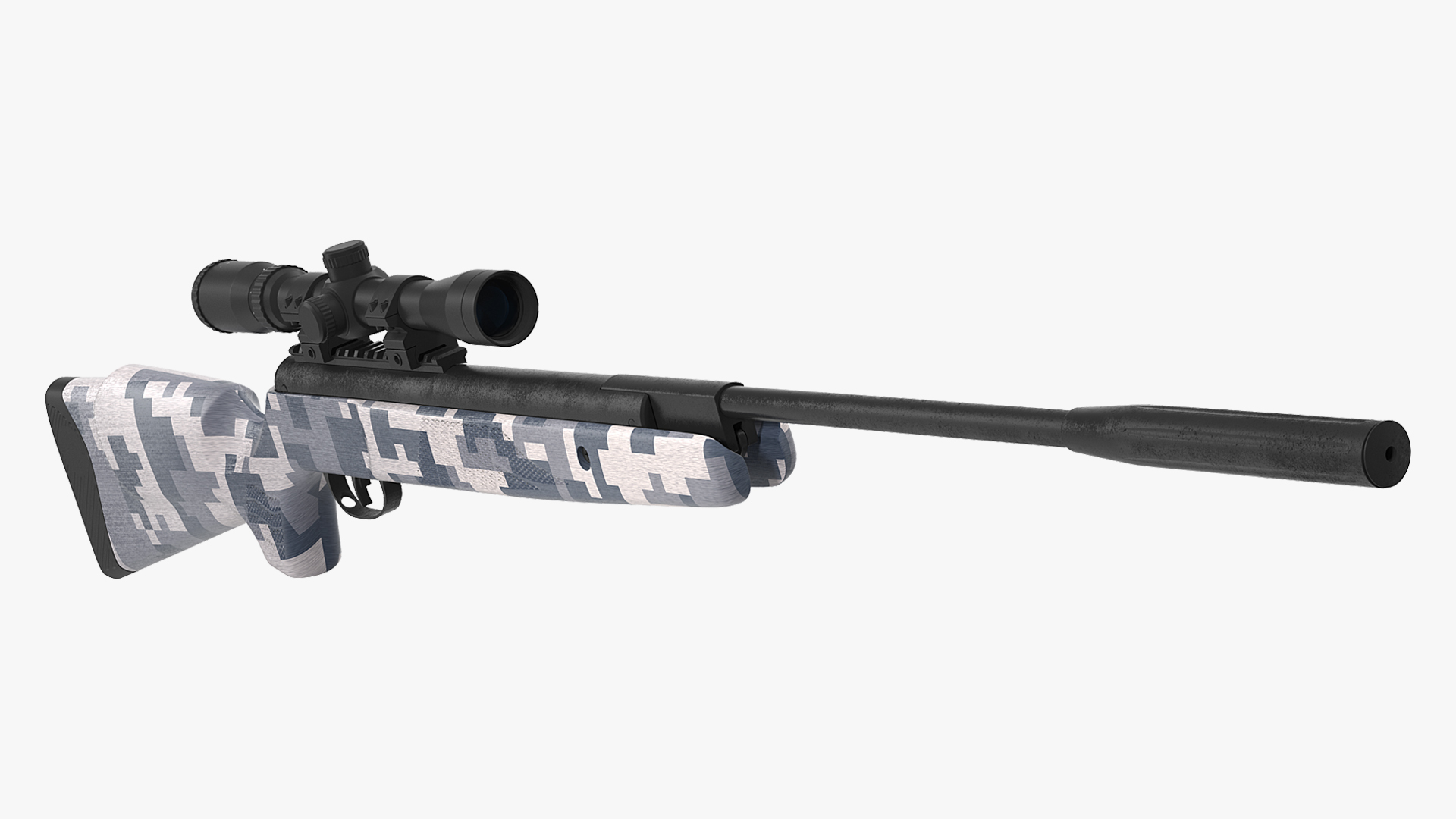 Camouflage Break Barrel Air Rifle with Scope 3D model