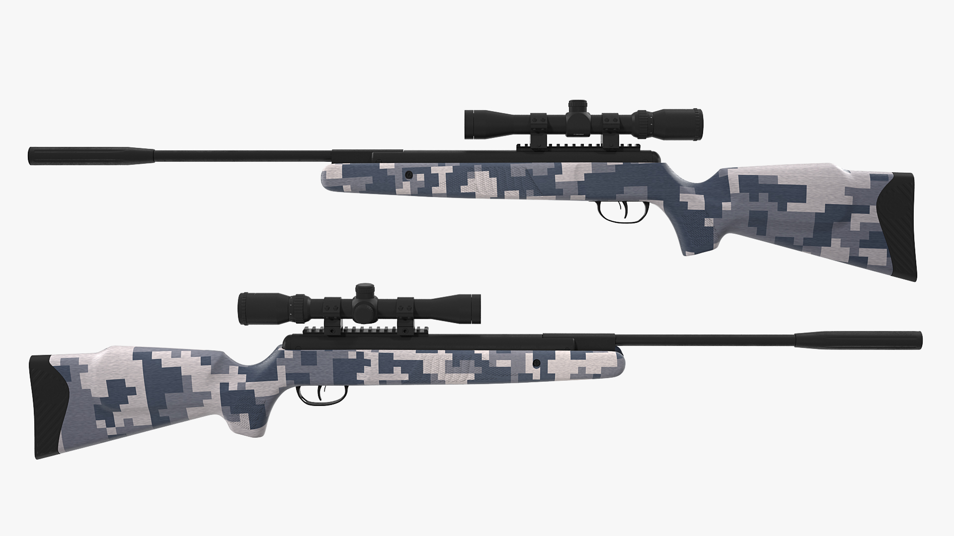 Camouflage Break Barrel Air Rifle with Scope 3D model