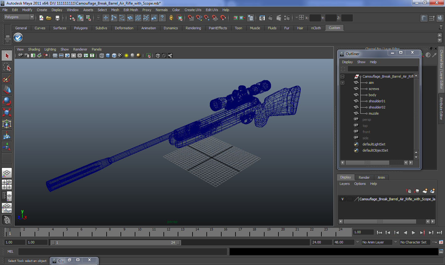 Camouflage Break Barrel Air Rifle with Scope 3D model