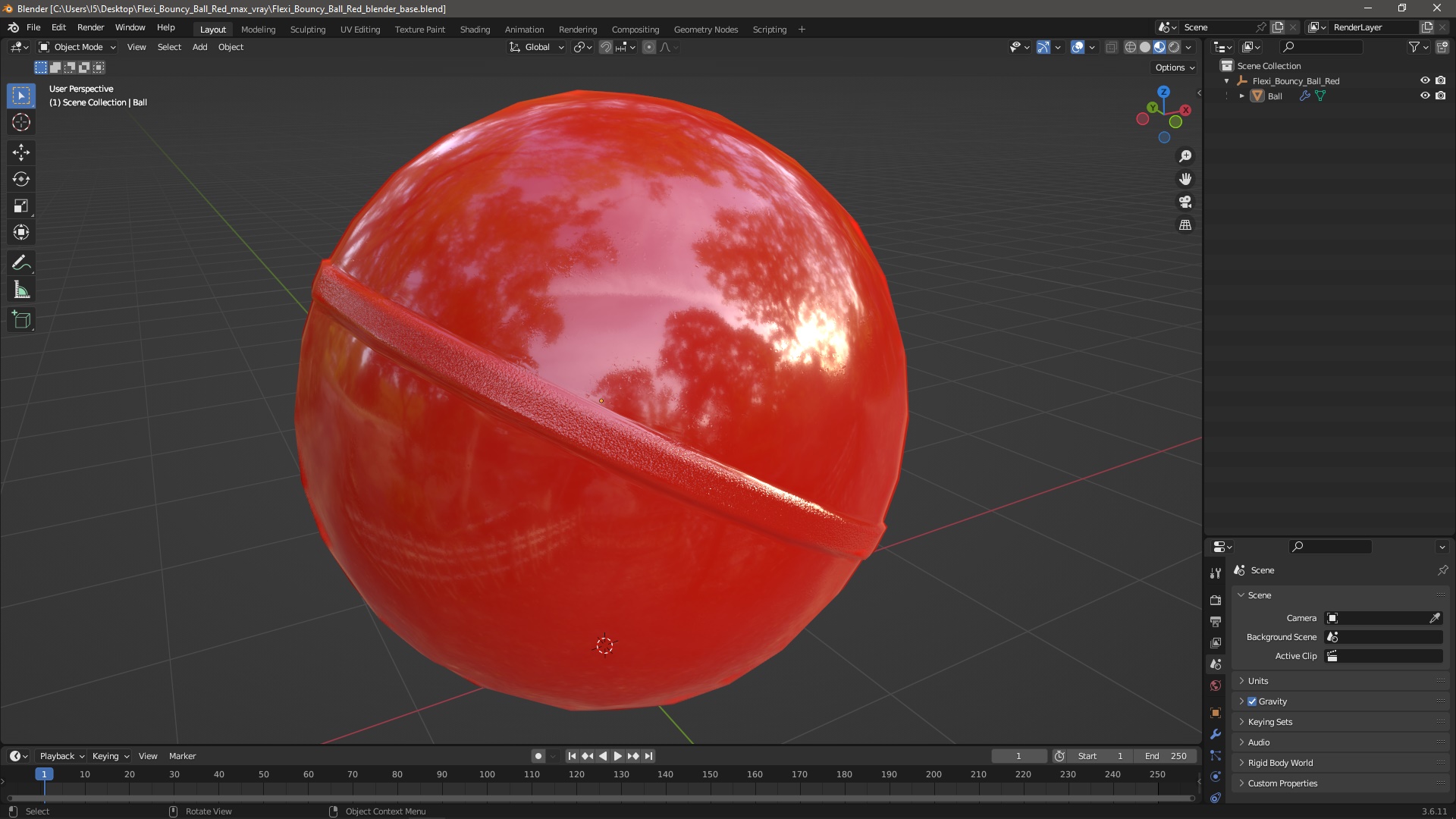 3D Flexi Bouncy Ball Red