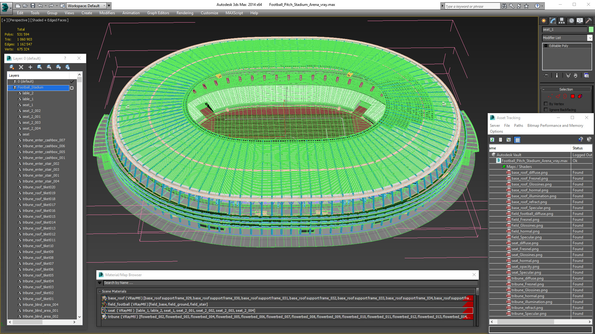 3D Football Pitch Stadium Arena model
