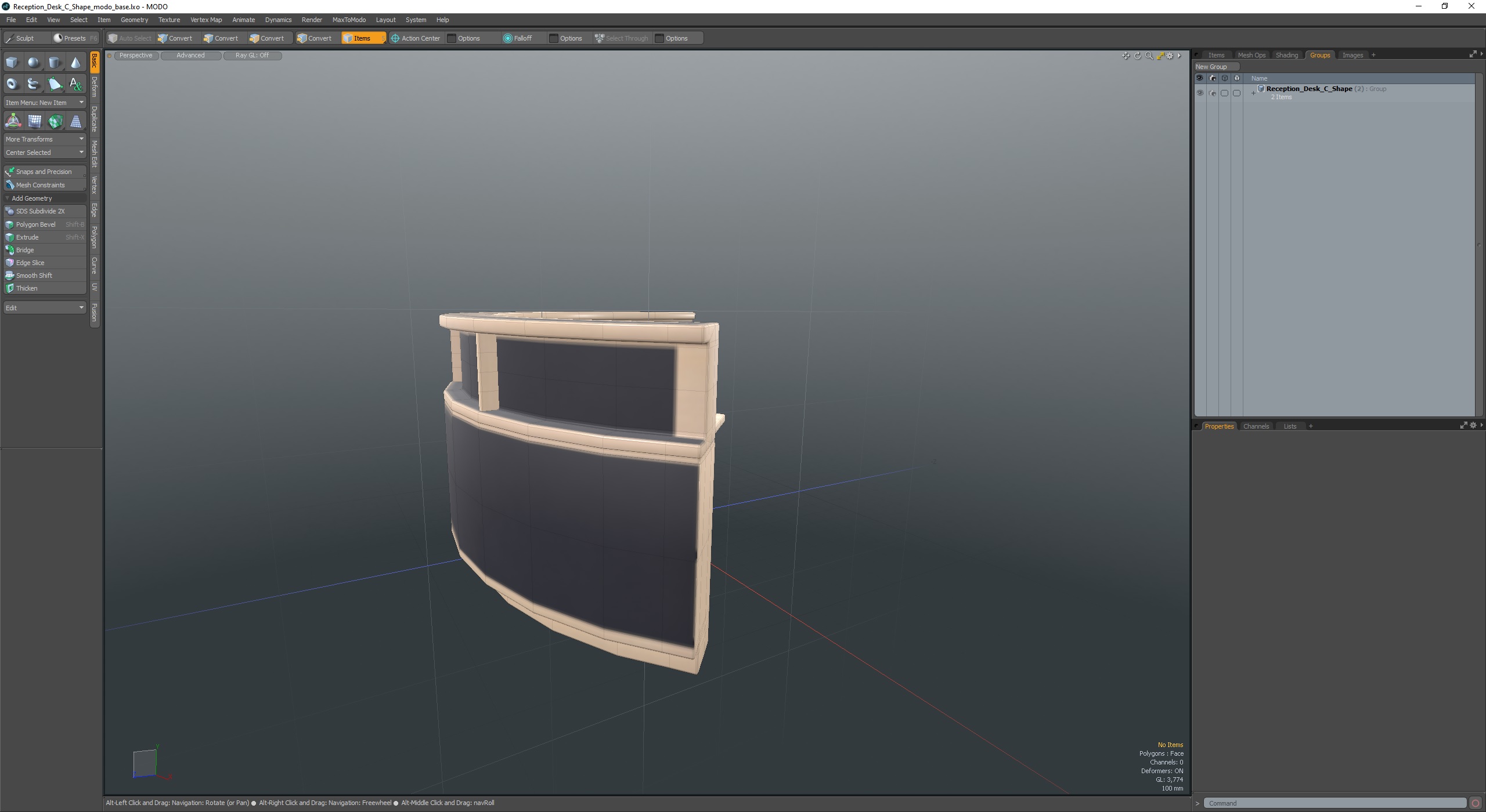 Reception Desk C Shape 3D