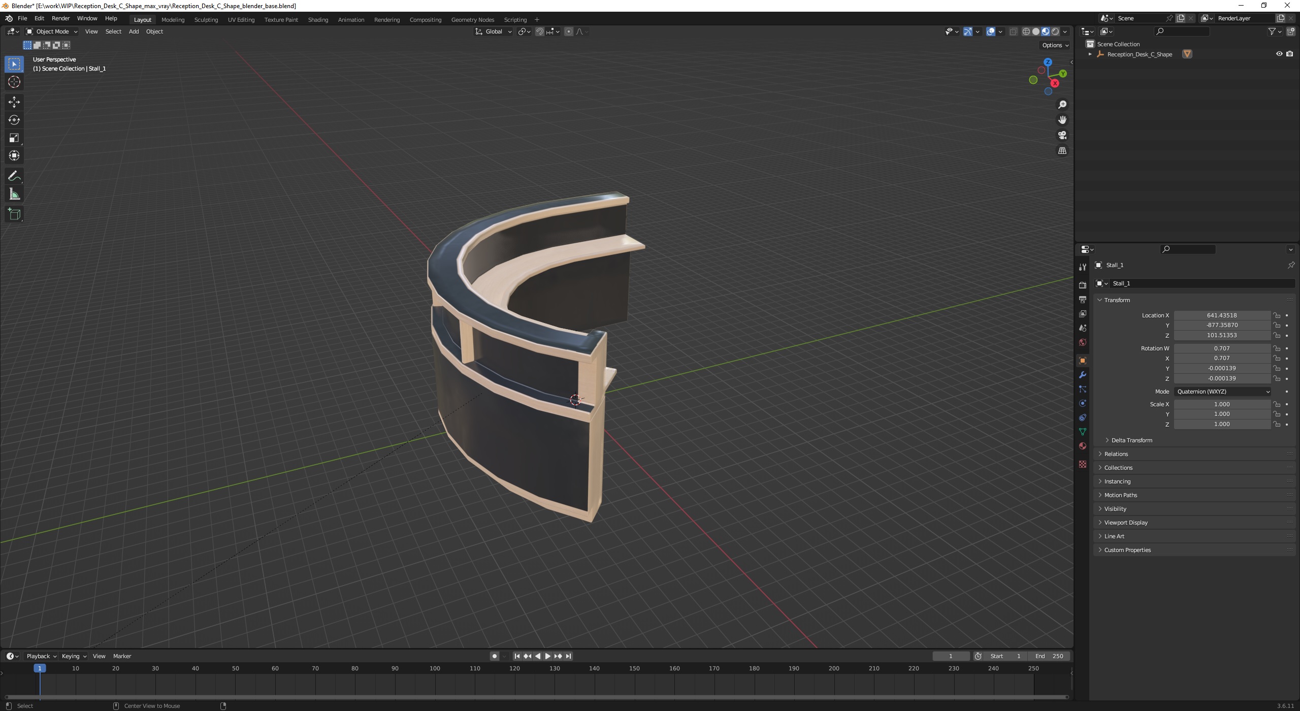 Reception Desk C Shape 3D