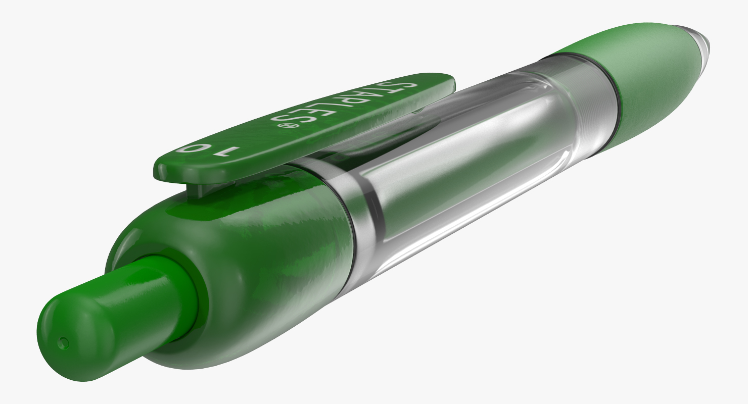 3D Retractable Ballpoint Pen Green