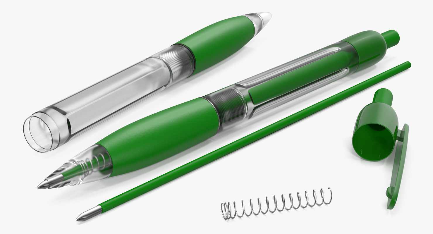 3D Retractable Ballpoint Pen Green