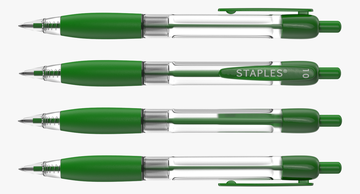 3D Retractable Ballpoint Pen Green
