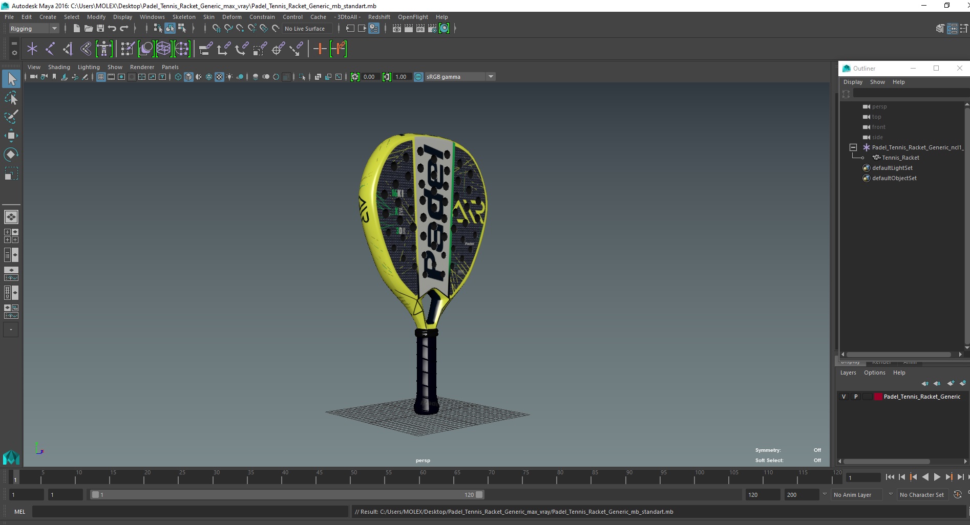 Padel Tennis Racket Generic 3D