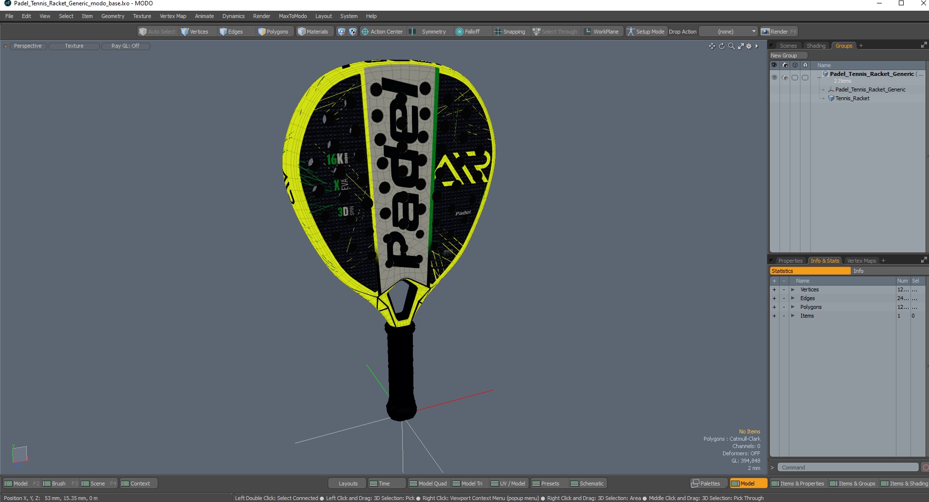 Padel Tennis Racket Generic 3D
