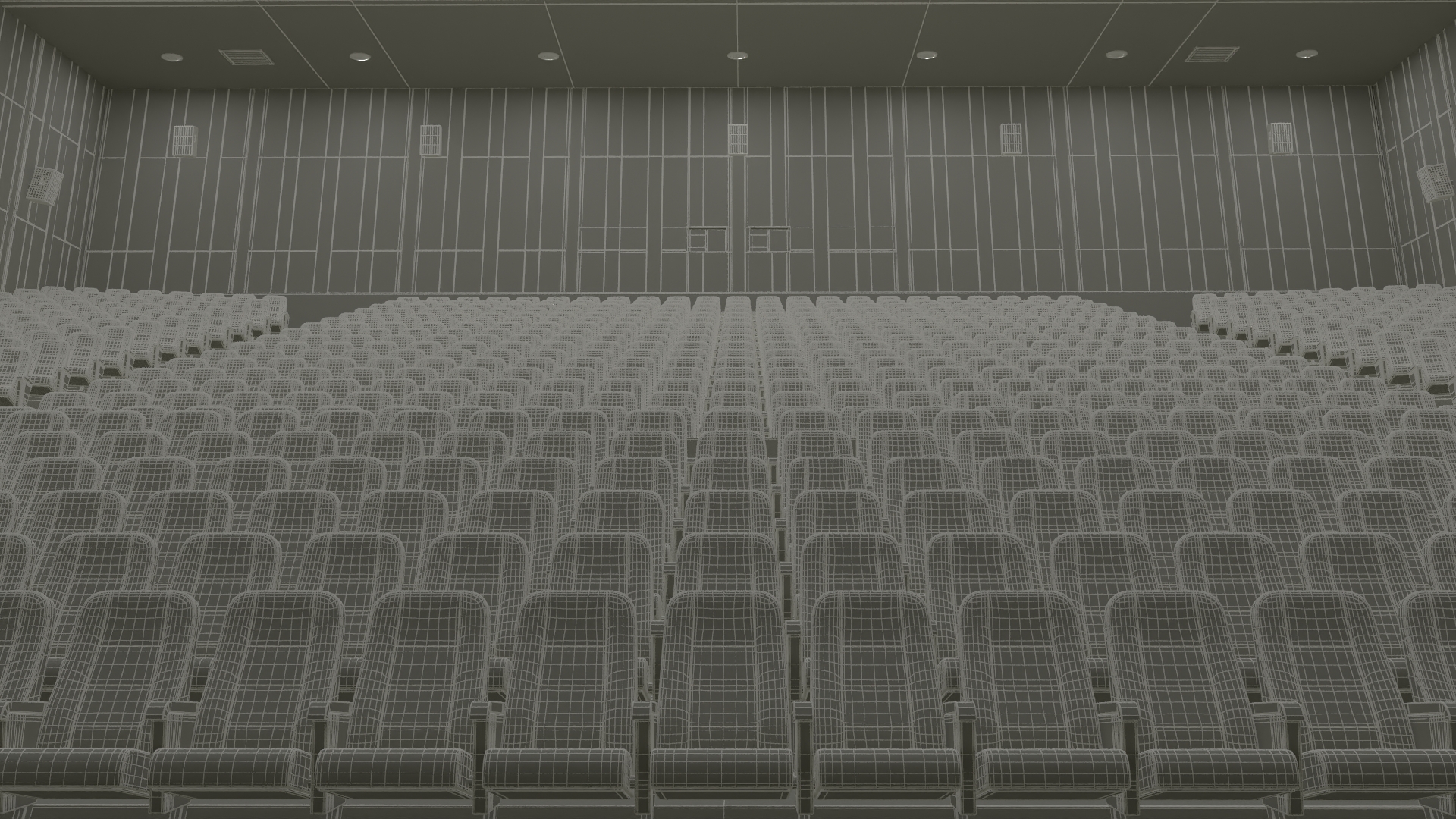 3D Cinema Auditorium Interior with Lights On