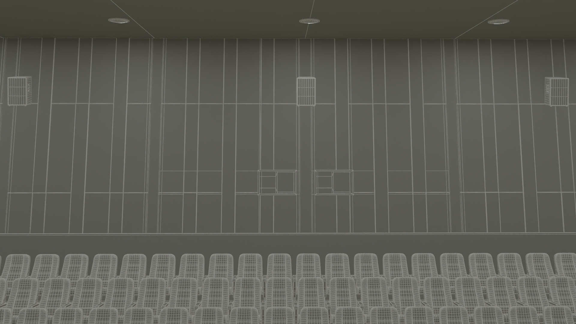 3D Cinema Auditorium Interior with Lights On