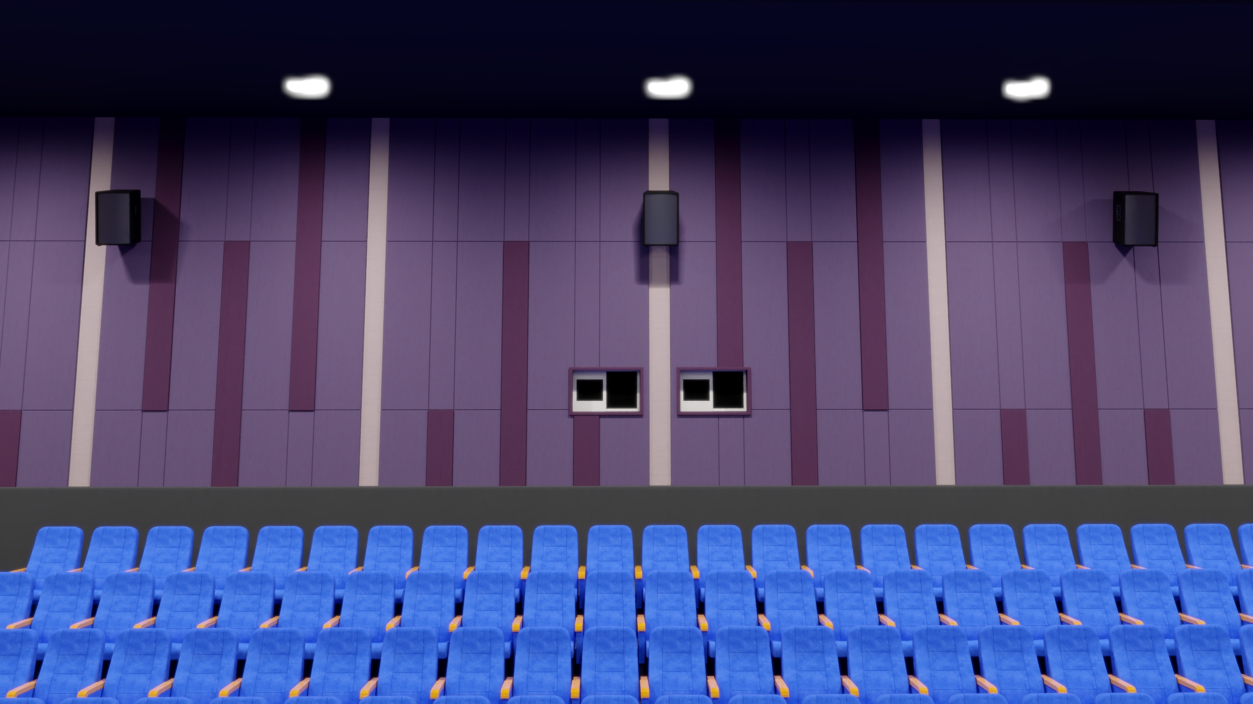 3D Cinema Auditorium Interior with Lights On